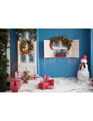 Toile de Fond Cadeaux de Noël Bonhomme de Neige Décors Muraux Bleus pour Noël Gx-1066 acheter en ligne