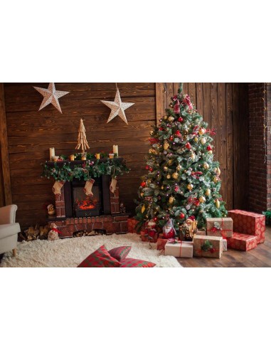 Toile de Fond de Maison en Bois Arbres de Noël Bas de Noël Gx-1049 Jusqu'à 80% De Réduction