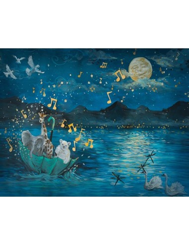 Toile De Fond De Scène De Lac Bleu Nuit De Dessin Animé Pour La Photographie De Bébé Nb-331 prix pour 