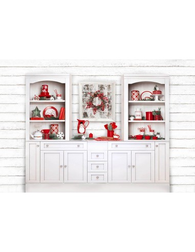 Toiles de Fond de Mur de Vaisselle de Noël de Buffet Blanc pour la Fête G-1452 acheter